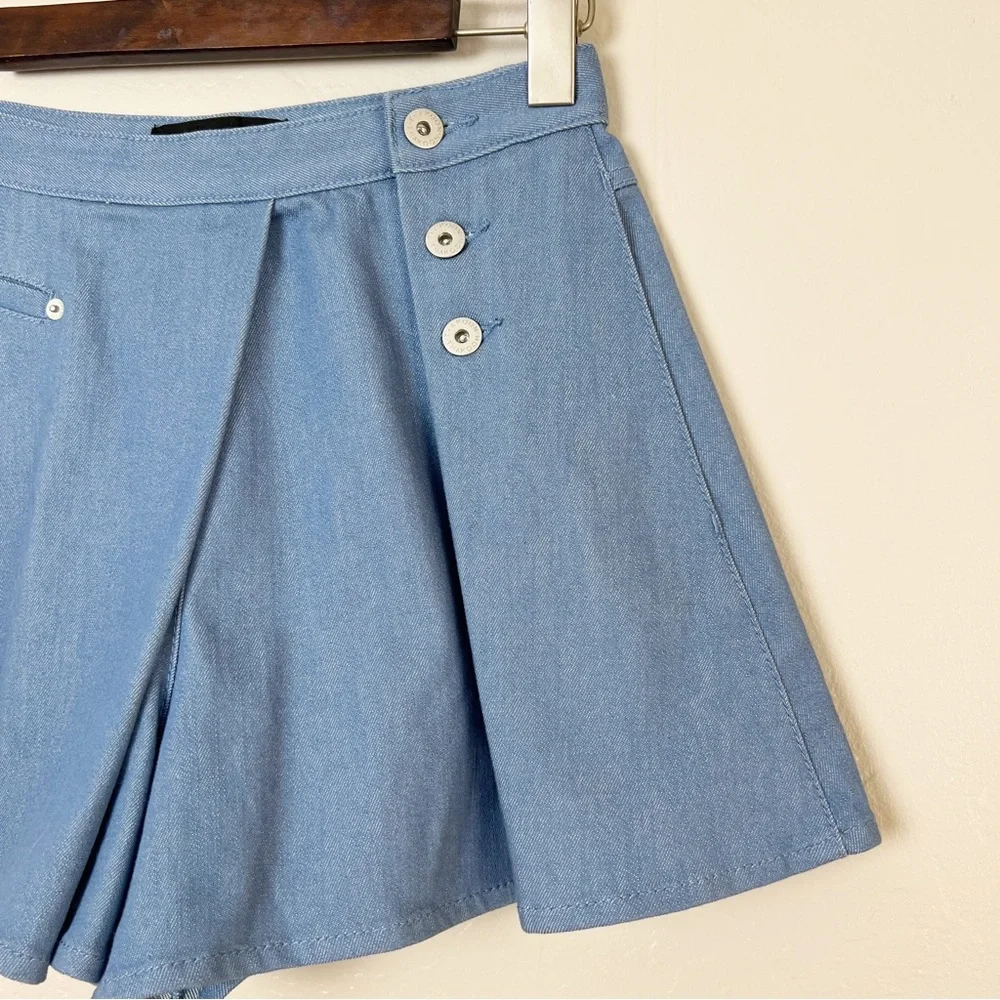 •THAKOON• High Waisted Wrapped Shorts/Skort in‎ Chambray Blue Size 2